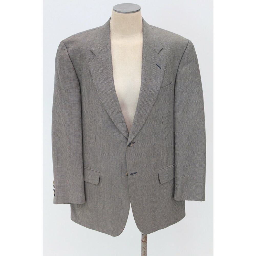 John W Nordstrom Blazer Men's 42R Silk Wool Black Tan Birdseye Sport Coat
